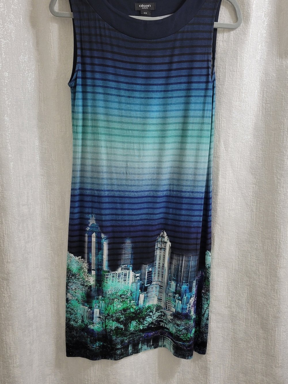 Olsen Blue Ombre Skyline Sleeveless Midi Dress